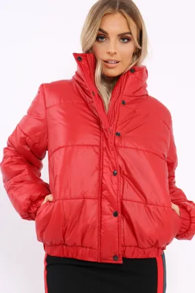 Red Shiny Puffer Coat - Penny