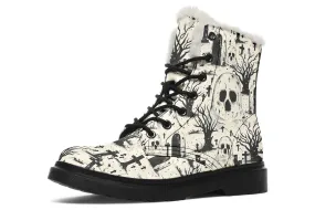 Restless Spooks Winter Boots - Warm Micro-Suede Doc-Style Boots Lined with Vegan Wool