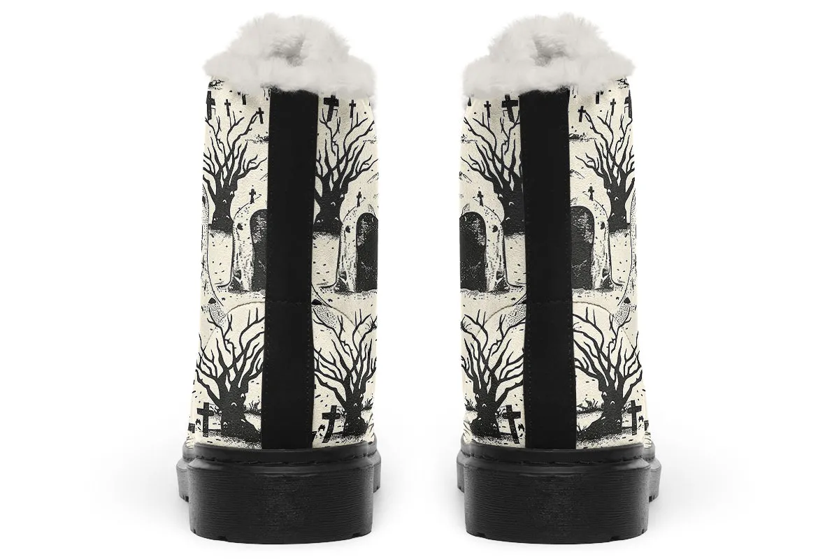 Restless Spooks Winter Boots - Warm Micro-Suede Doc-Style Boots Lined with Vegan Wool