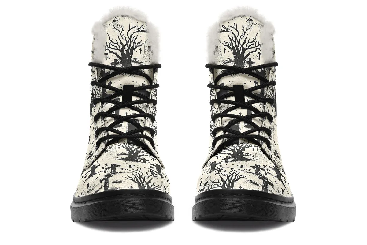 Restless Spooks Winter Boots - Warm Micro-Suede Doc-Style Boots Lined with Vegan Wool