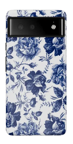 Rose to Fame | Blue & White Rose Floral Google Pixel Case