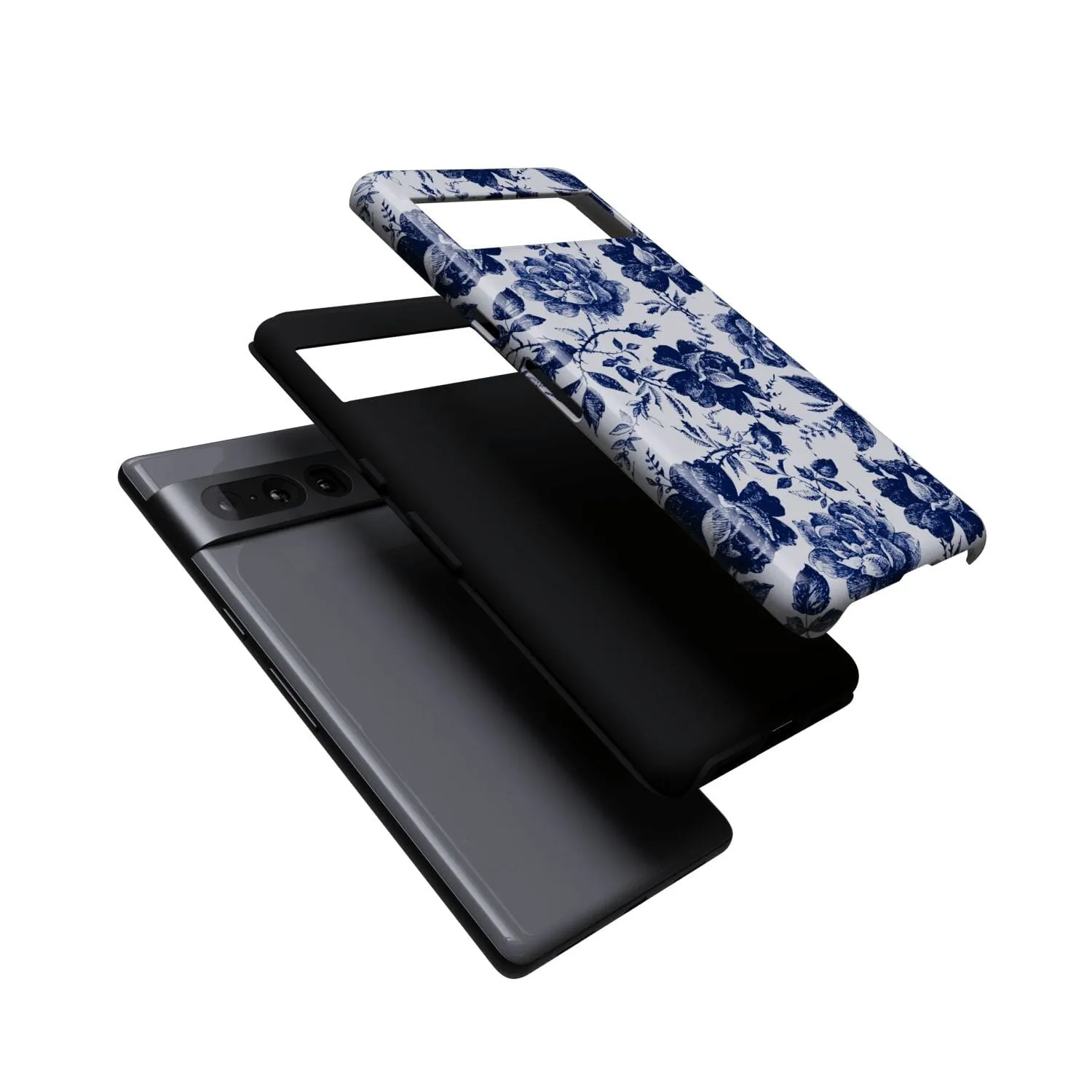 Rose to Fame | Blue & White Rose Floral Google Pixel Case