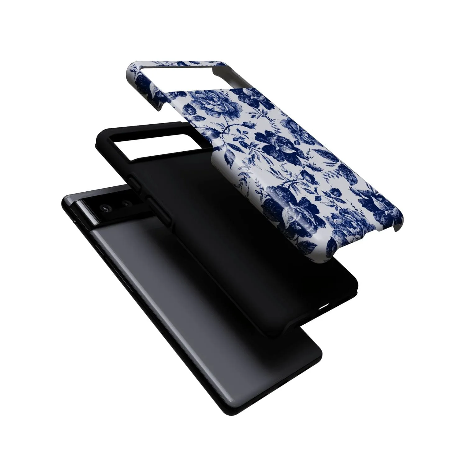 Rose to Fame | Blue & White Rose Floral Google Pixel Case