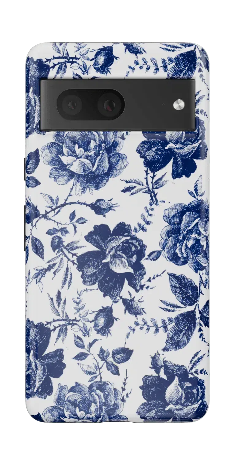 Rose to Fame | Blue & White Rose Floral Google Pixel Case