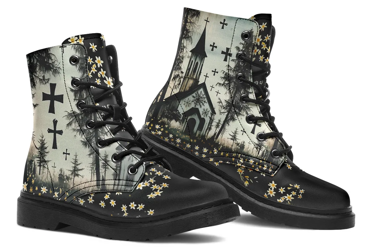 Sanctuary of Souls Boots - Vegan Leather Doc-Style Boots with Durable Stitched on Soles