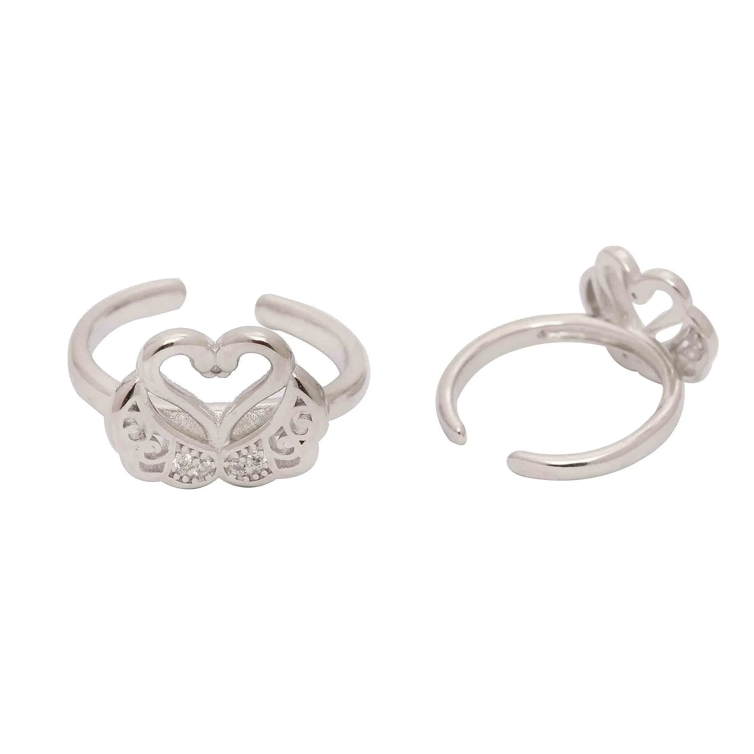 Set Of Three Silver Toe Rings (3)