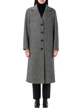 SINGLE-BREASTED HERRINGBONE WOOL COAT