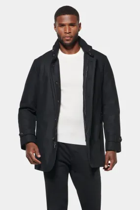 Slim Hooded Stretch Car Coat, Black