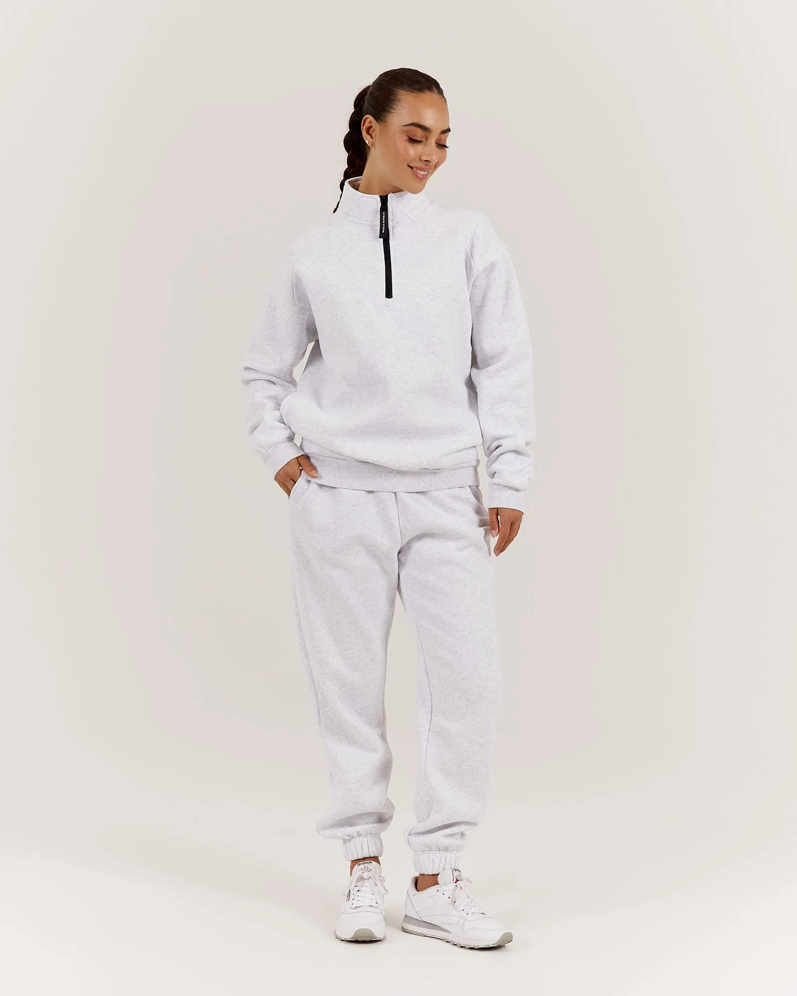 SPORTS 1/4 ZIP JUMPER - SNOW GREY