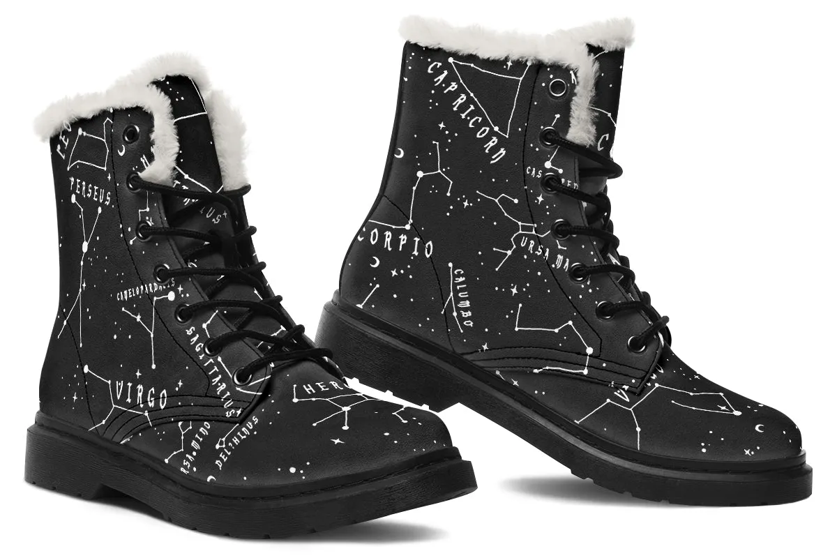 Stellar Winter Boots - Warm Micro-Suede Doc-Style Boots Lined with Vegan Wool