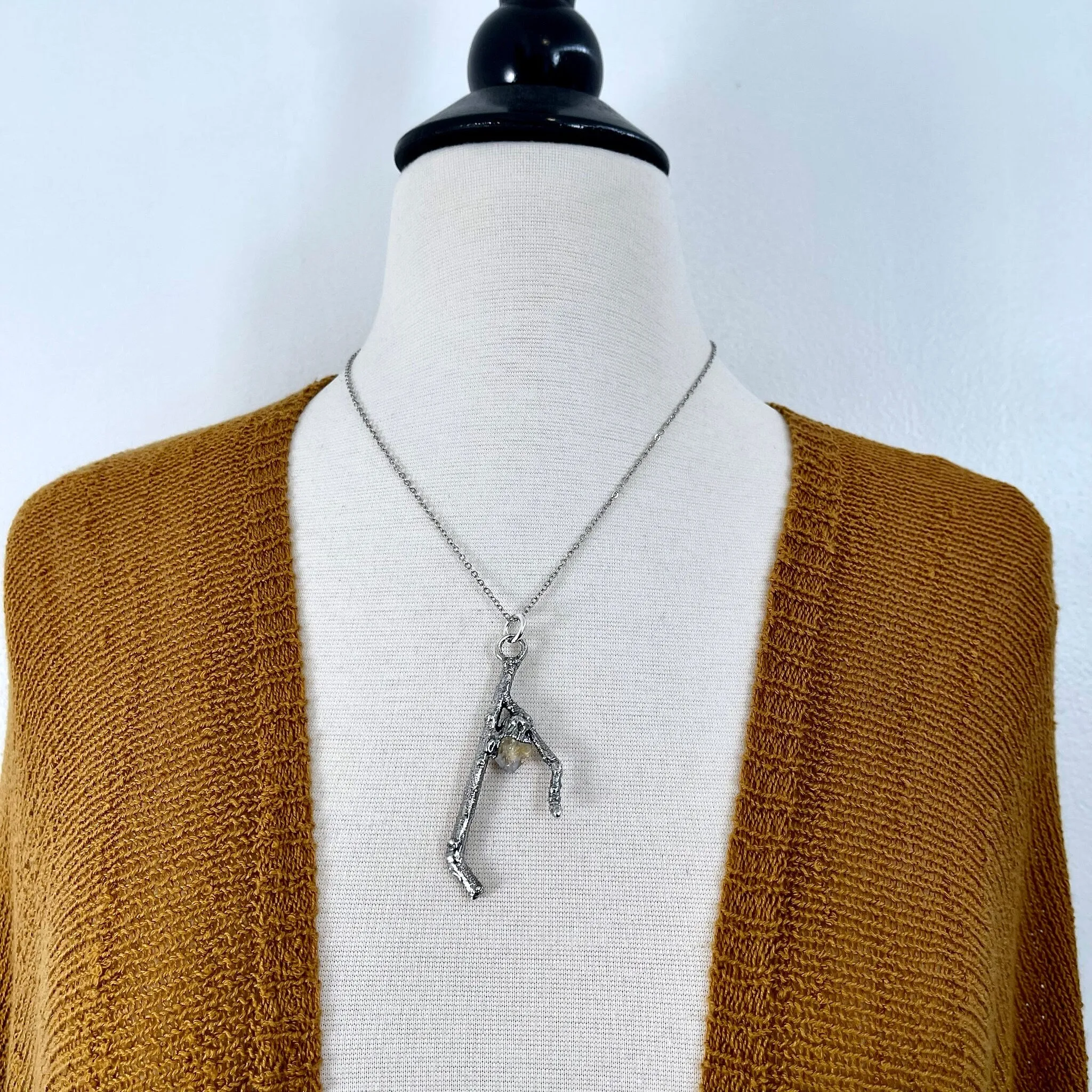 Sticks & Stones Collection- Citrine Necklace in Fine Silver /