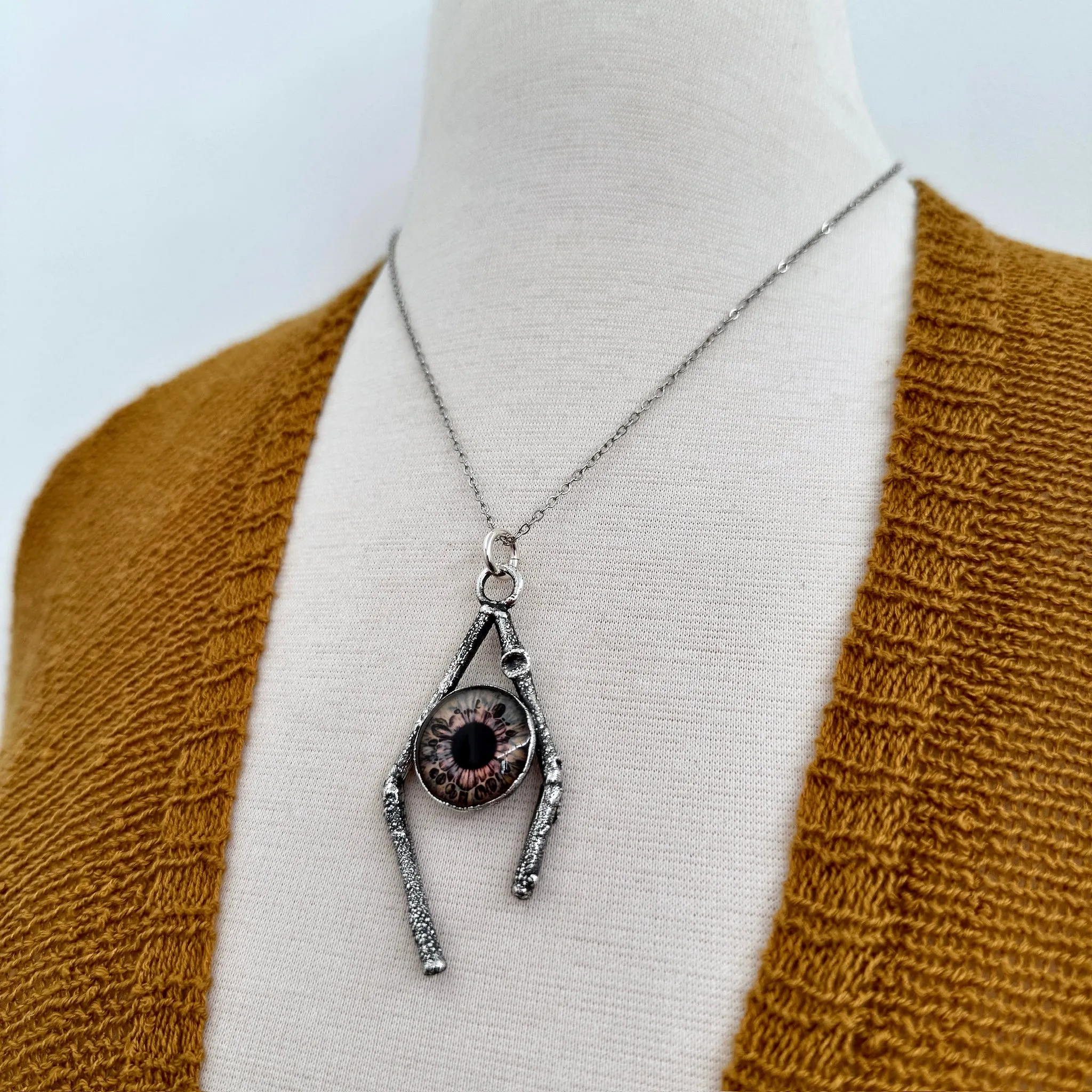 Sticks & Stones Collection - Eye Necklace Fine Silver