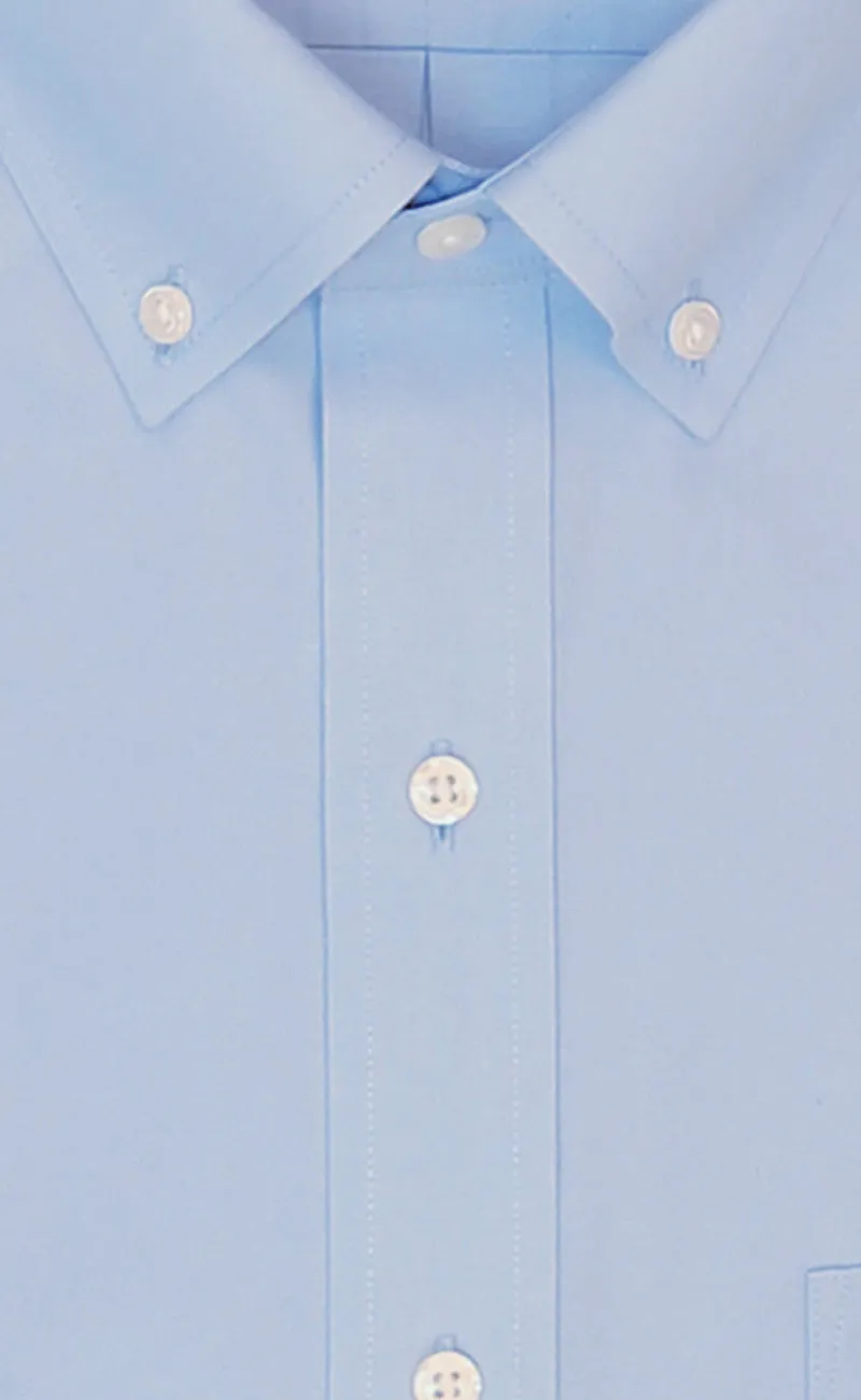 Tailored Fit Light Blue Solid Button-Down Collar Supima® Cotton Non-Iron Pinpoint Oxford Dress Shirt