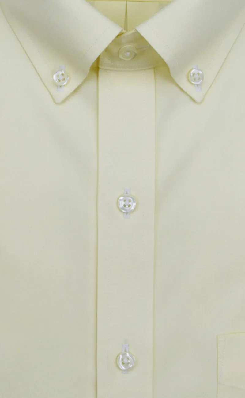 Tailored Fit Yellow Solid Button-Down Collar Supima® Cotton Non-Iron Pinpoint Oxford Dress Shirt