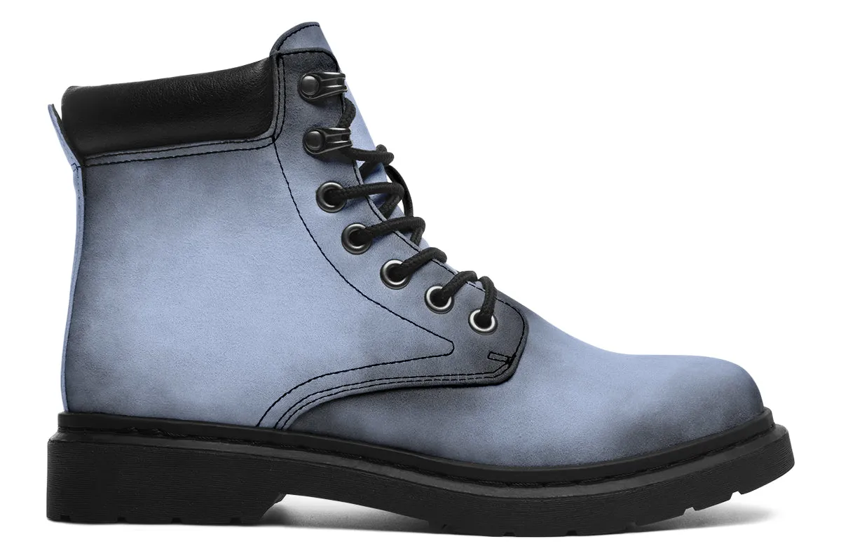 Twilight Blue Classic Boots - High Quality Micro-Suede Weatherproof Vegan Shoes with Stitched on Soles