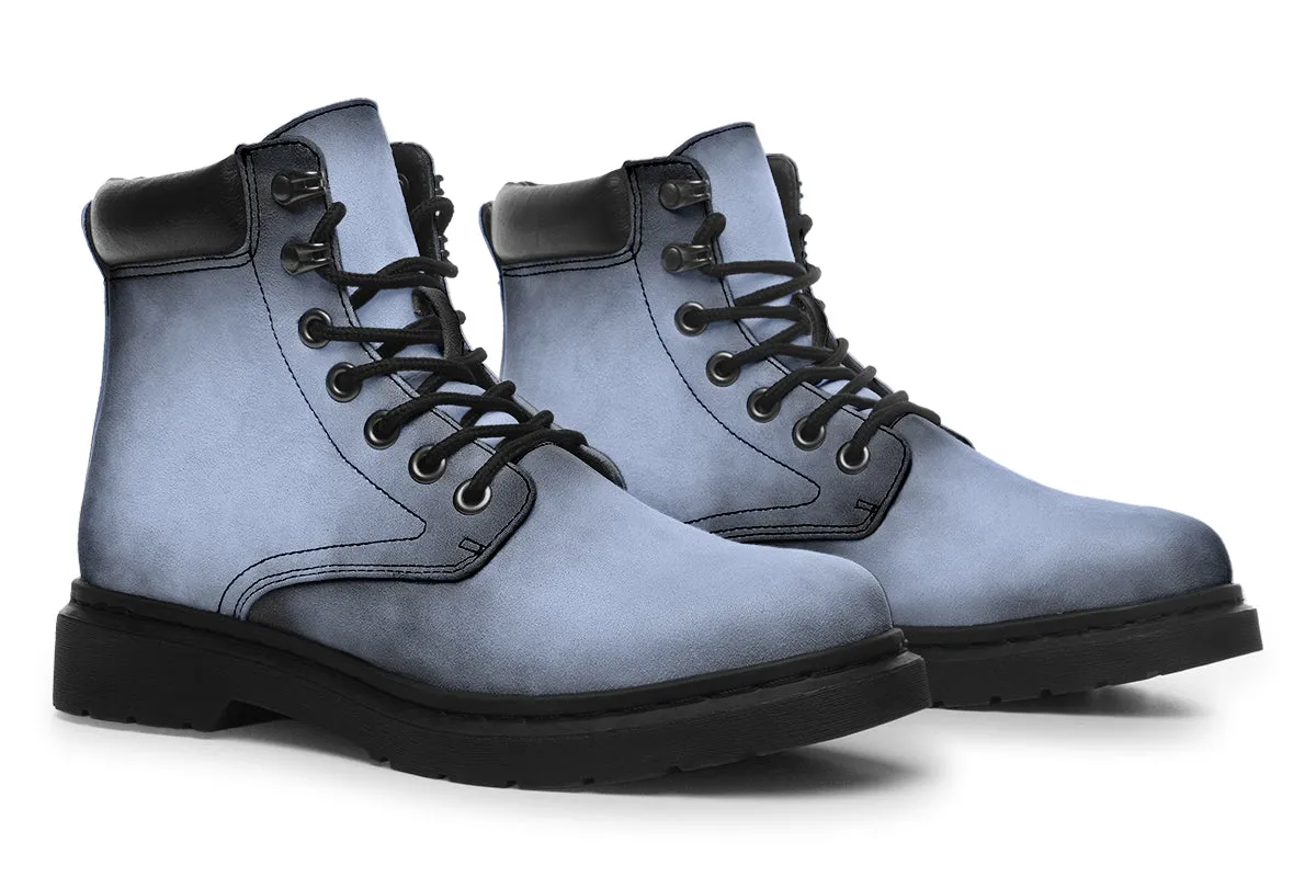 Twilight Blue Classic Boots - High Quality Micro-Suede Weatherproof Vegan Shoes with Stitched on Soles