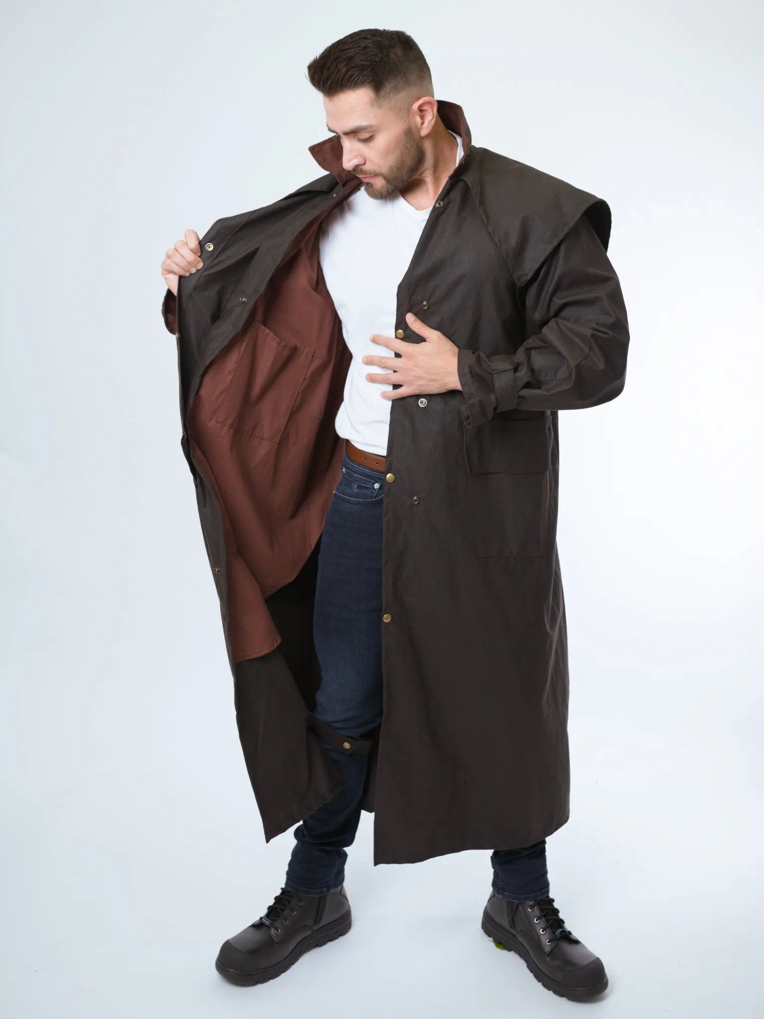 Unisex Full-length Oilskin Riding Coat with Hood