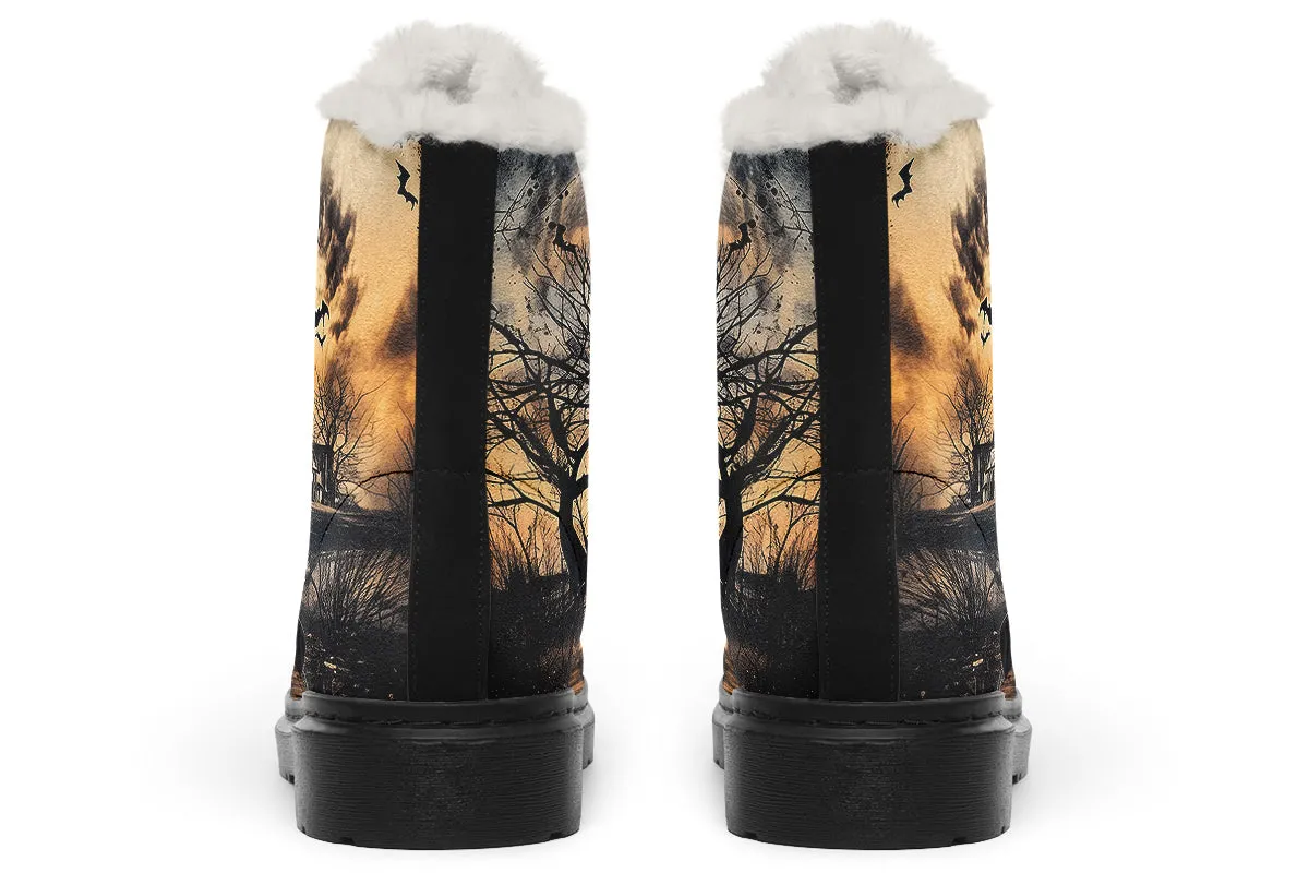 Vlad’s Castle Winter Boots - Warm Micro-Suede Doc-Style Boots Lined with Vegan Wool