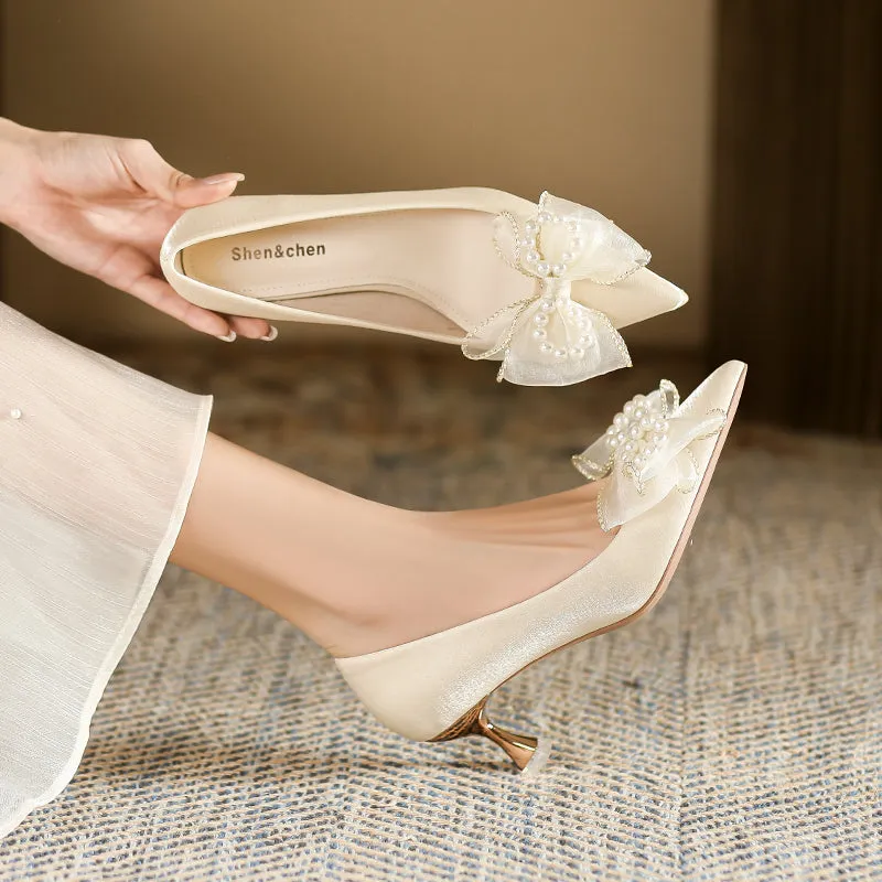 Women Fashion Satin Dress Pumps