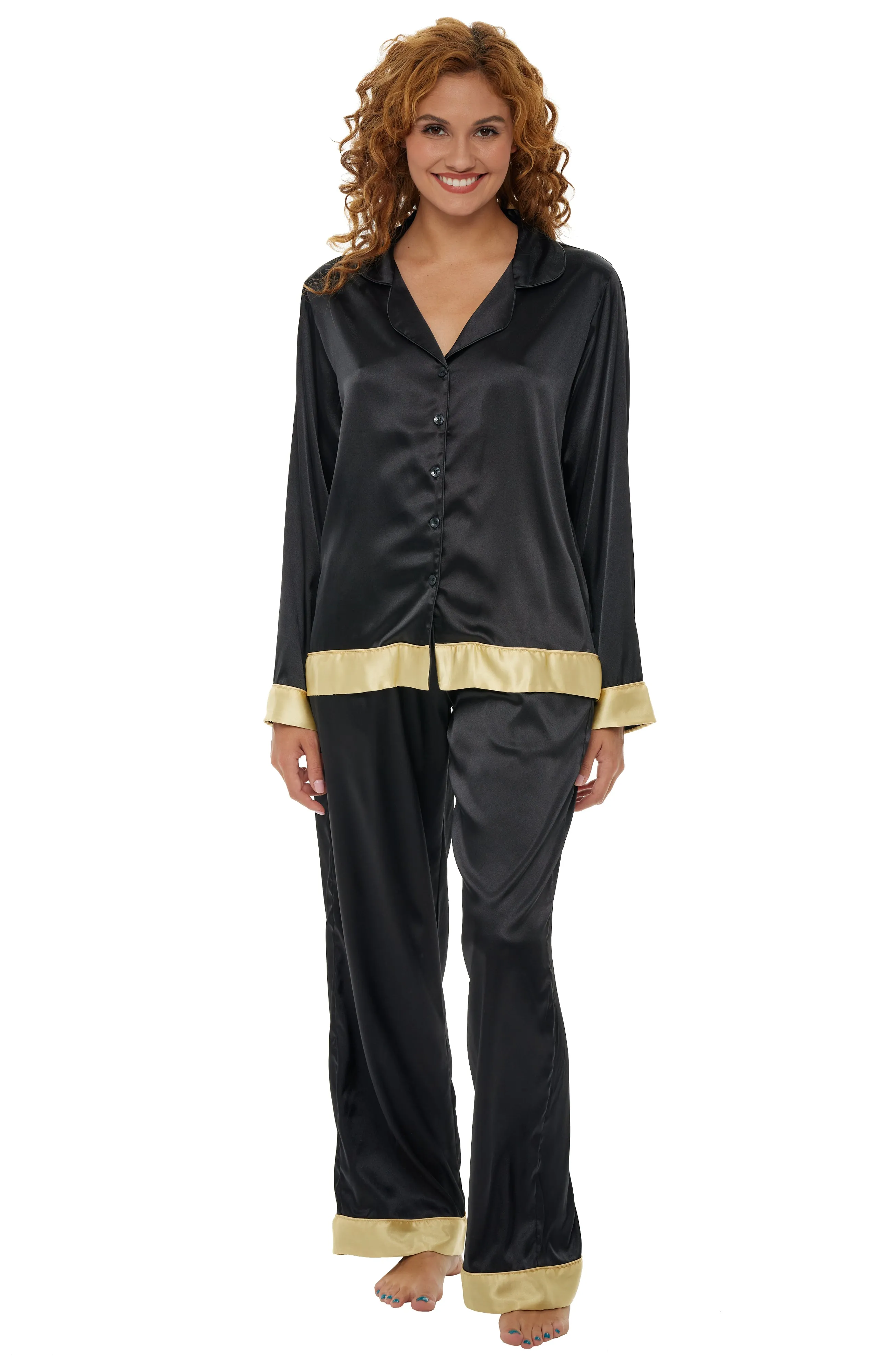 Women's Satin Pajama Set with Pockets