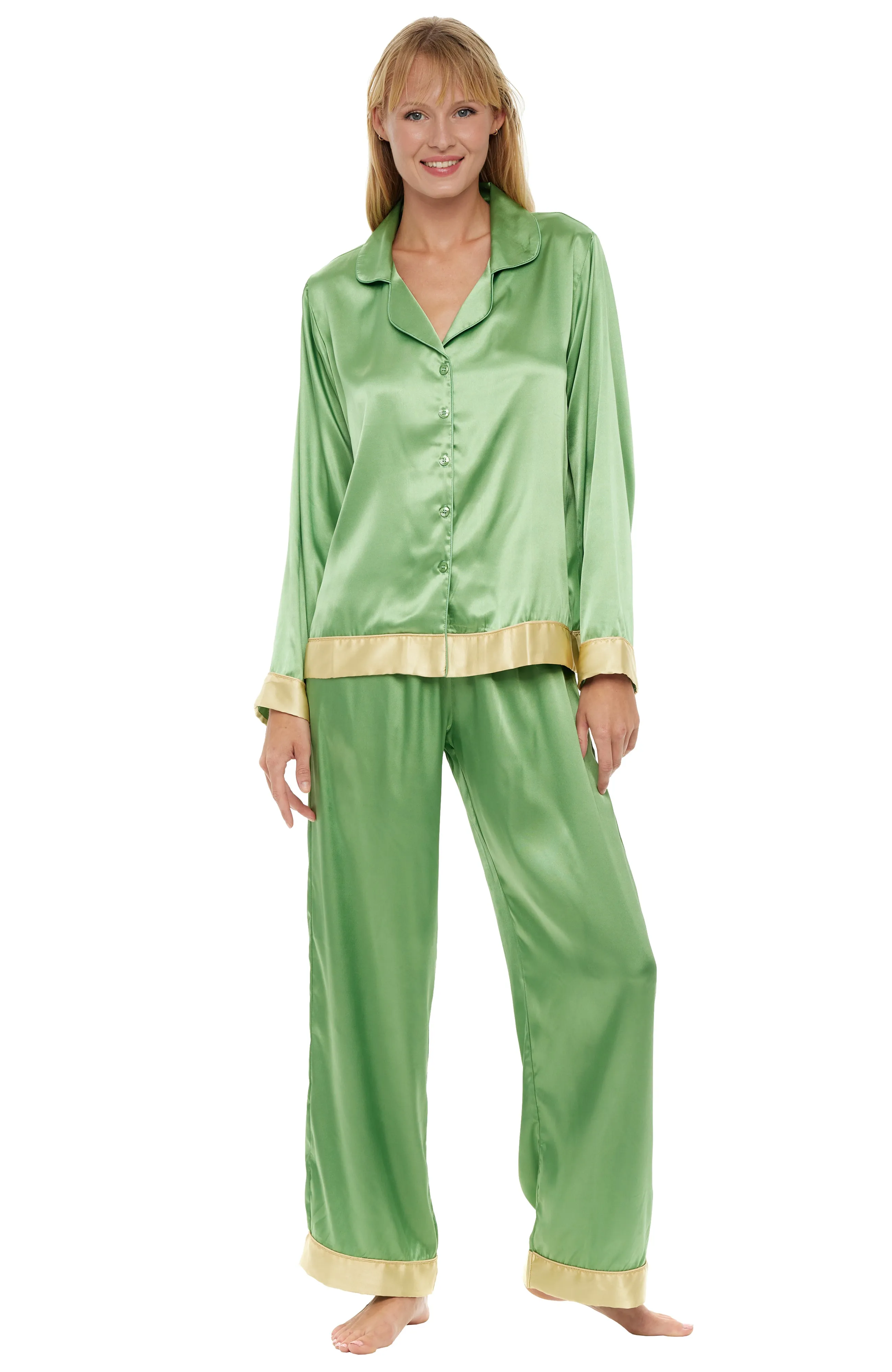 Women's Satin Pajama Set with Pockets