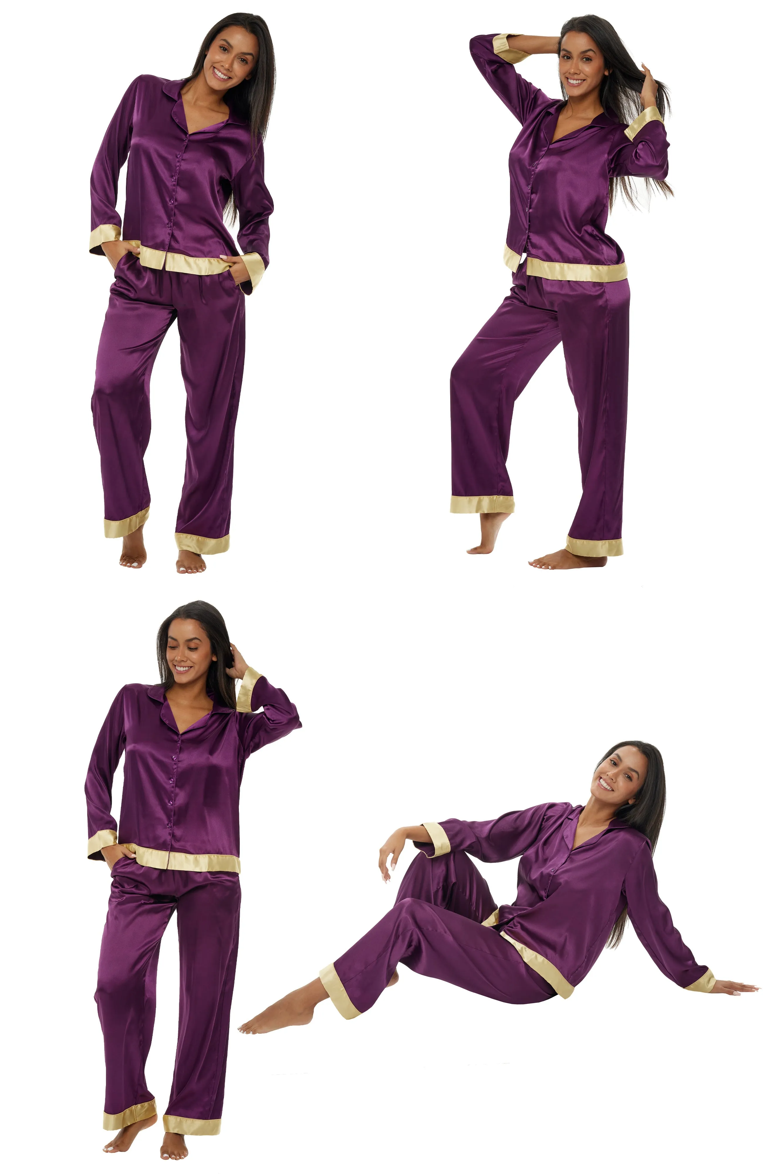 Women's Satin Pajama Set with Pockets