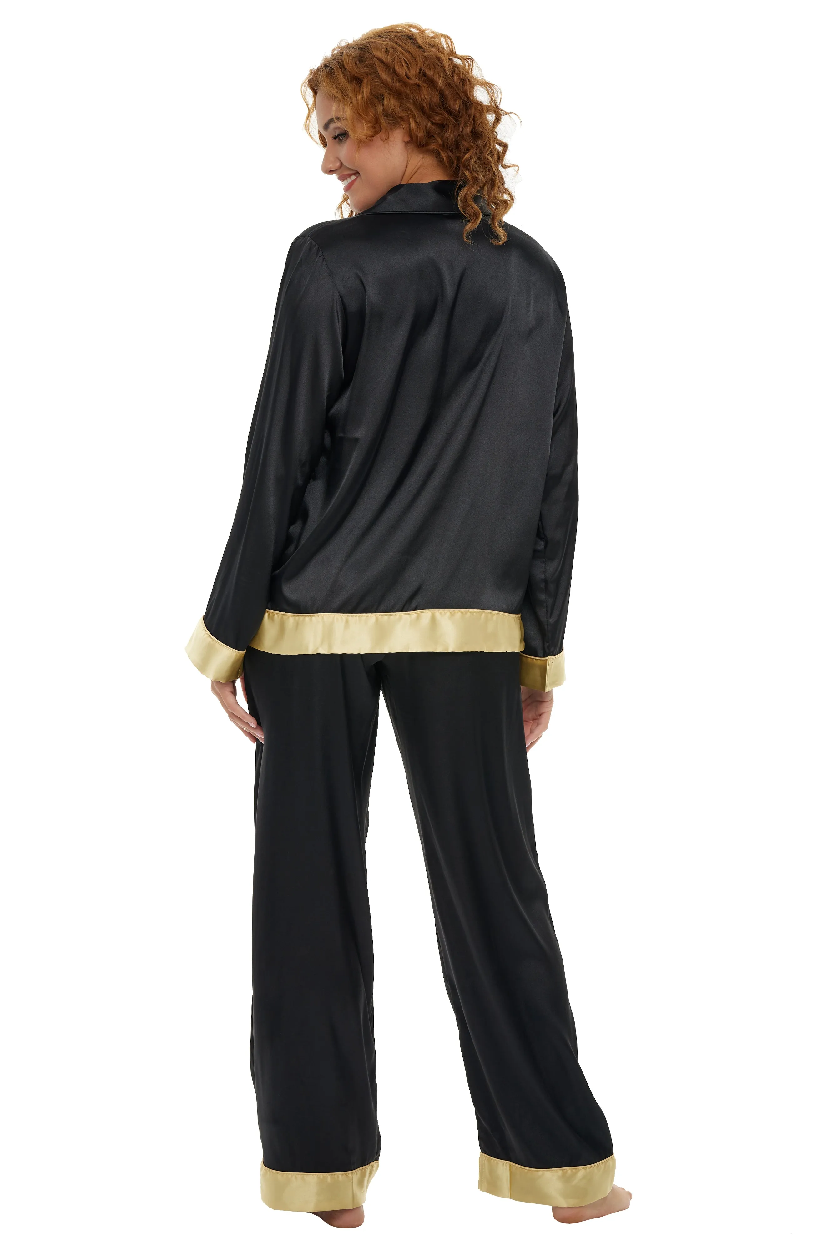 Women's Satin Pajama Set with Pockets