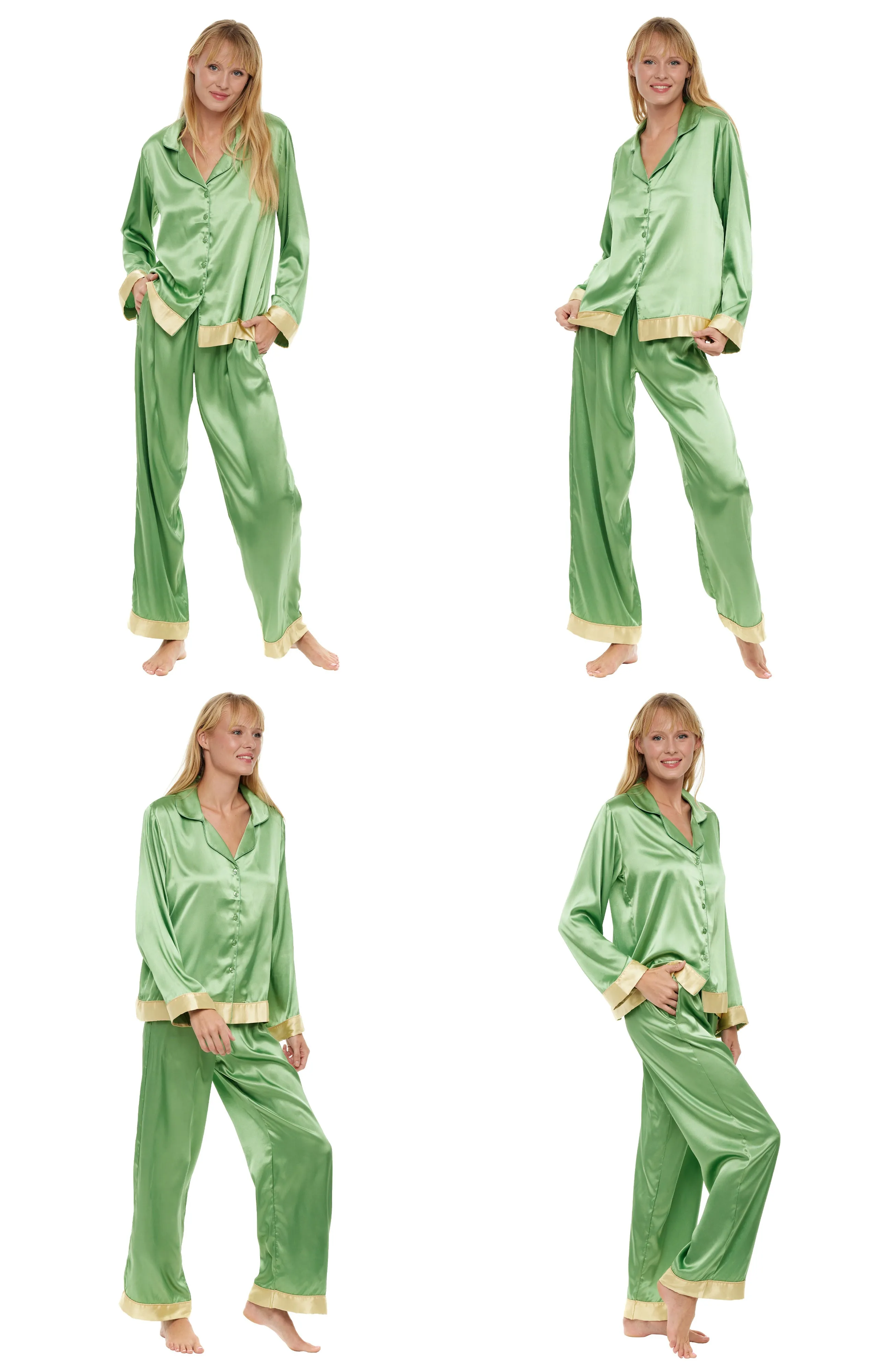 Women's Satin Pajama Set with Pockets