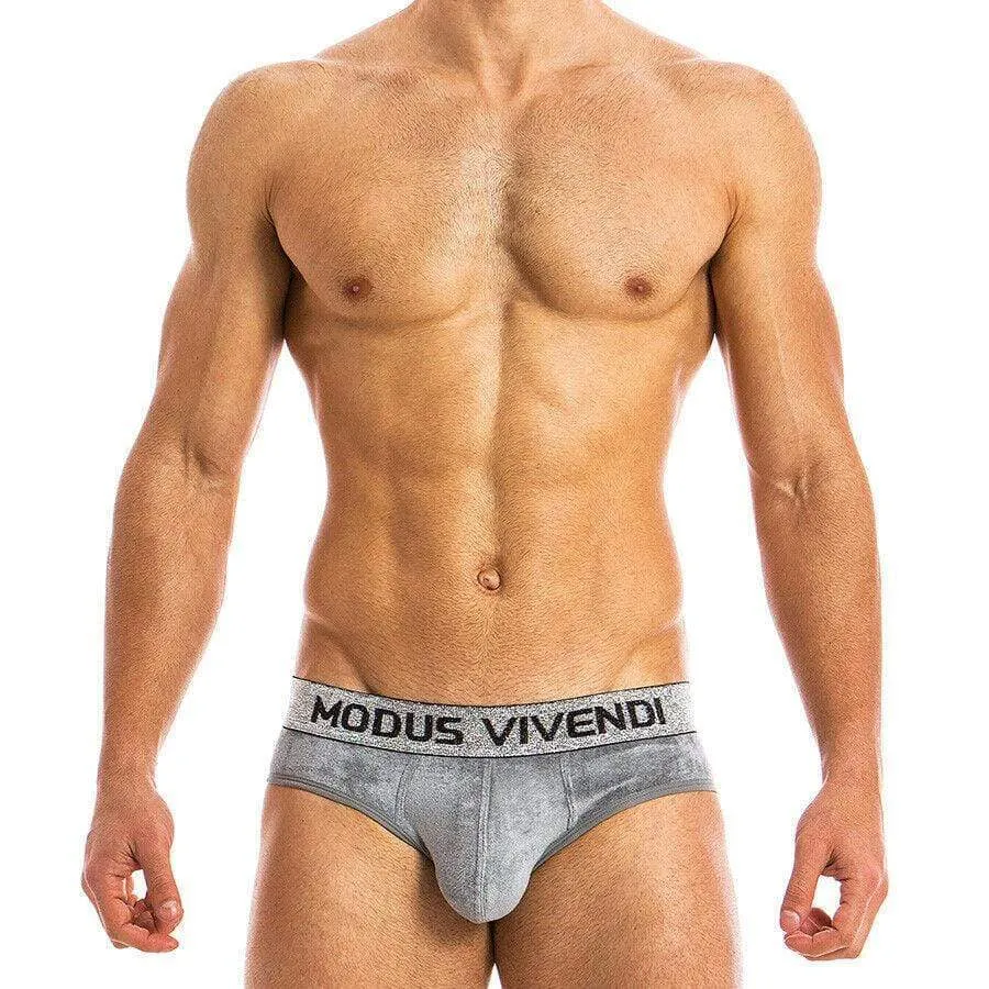 XL Modus Vivendi Brief X-Lux Slip High Quality Velvet Grey 19814 B47